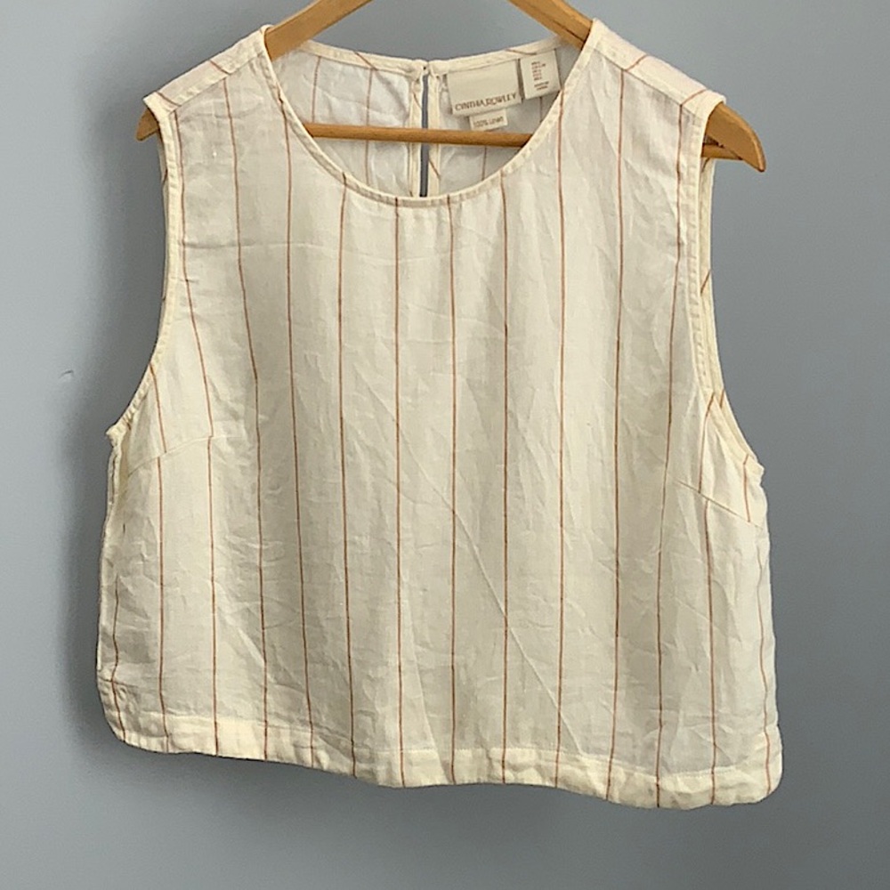Cynthia Rowley Cream and Orange Striped Crop Top